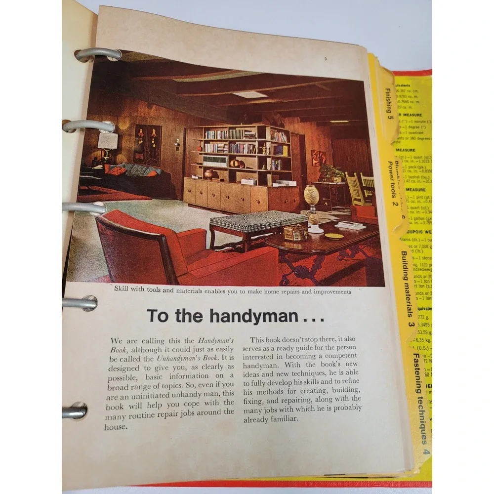 Vintage 1973 MCM Better Homes & Gardens Handyman's Book Binder DIY Manual Decor